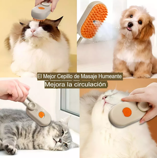 CEPILLO PARA MASCOTAS CON SPRAY - Elimina hasta el 99% del pelo suelto en minutos