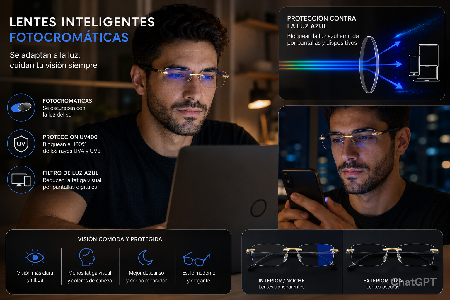 🔥 PROMOCIÓN 2X1 POR TIEMPO LIMITADO 🔥 GAFAS TR90 FOTOCROMÁTICAS Más comodidad, más protección y estilo premium 😎
