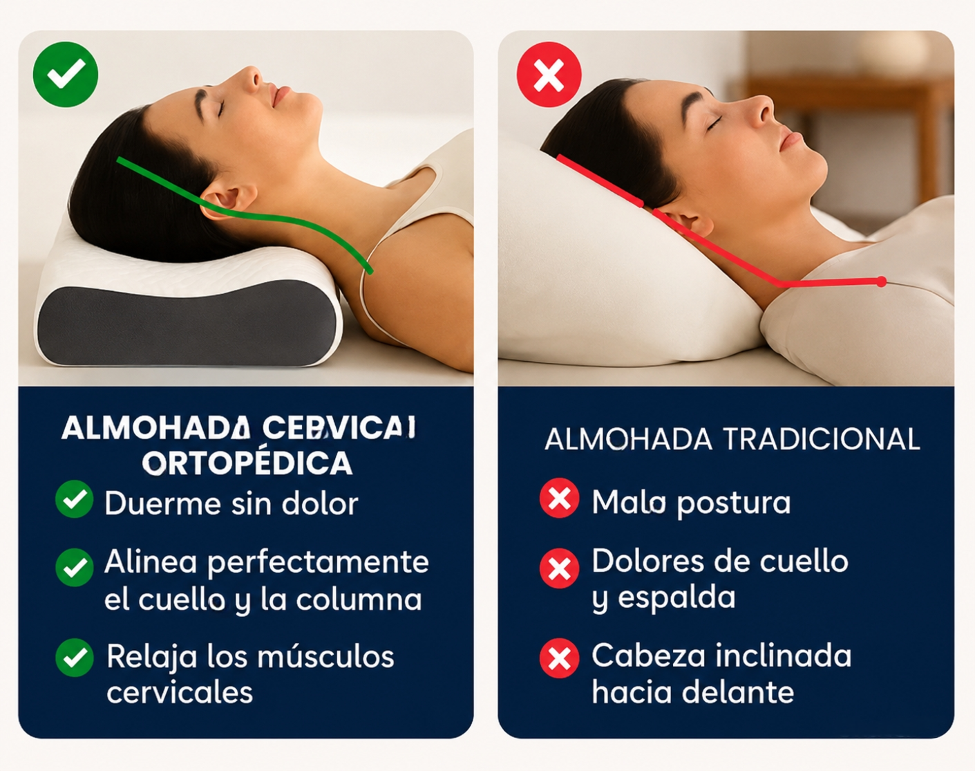 🛌✨Almohada Cervical Ortopédica Premium